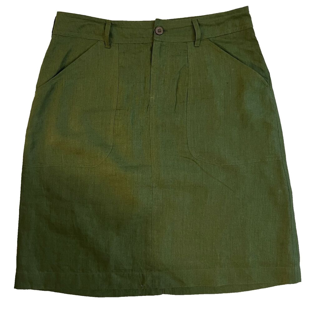 Bibico skirt 12 linen olive green lined